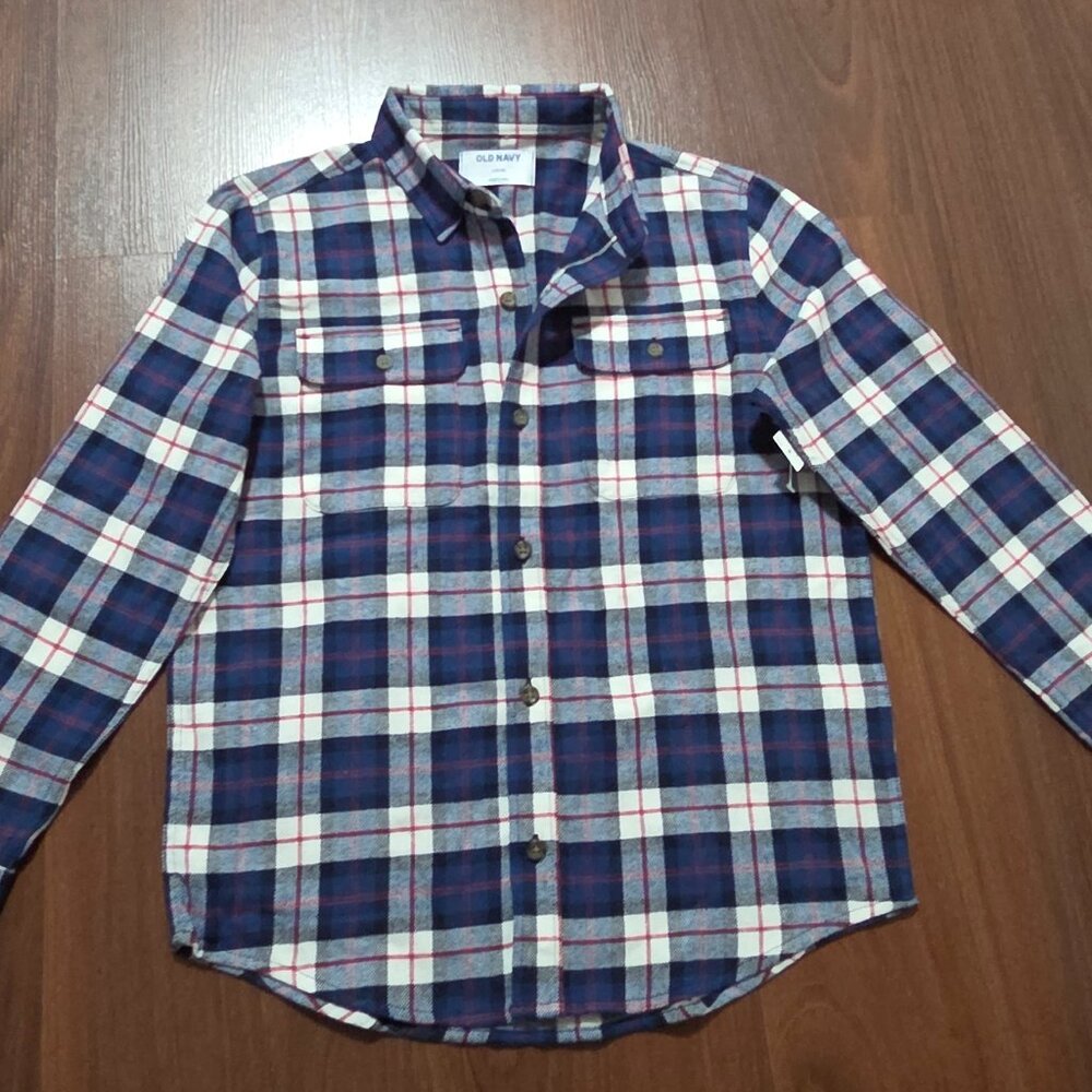 Oyd Navy Soft-Brushed Flannel Pocket Shirt for Boys